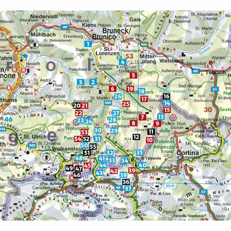 Übersichtskarte Rother Wanderführer Dolomiten Gadertal