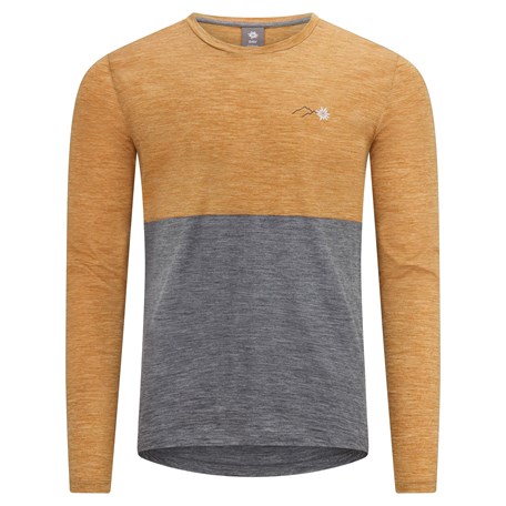 Langarmshirt zimt-grau Vorderseite mit Brustprint