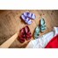 Obenansicht auf drei Paar Hüttenschuhe