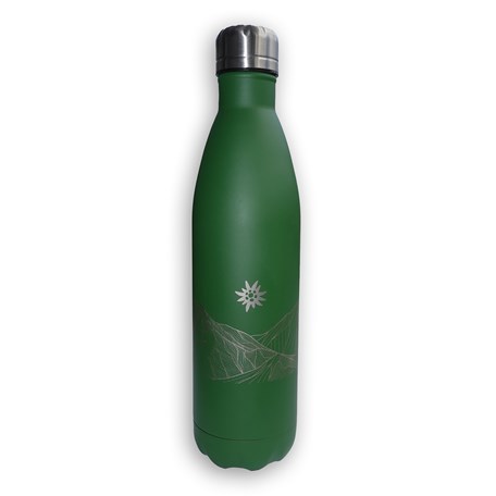 grüne Edelstahl Isolierflasche mit Gravur im DAV Design