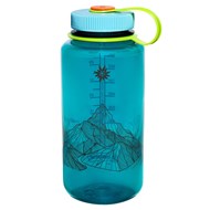 1 Liter Trinkflasche aus grün-transparentem Kunststoff mit Schraubdeckel