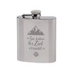 Kleine Edelstahl Taschenflasche mit gelasertem DAV-Motiv "auf der Vorderseite
