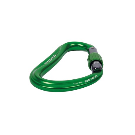 grüner HMS-Karabiner von vorne dargestellt