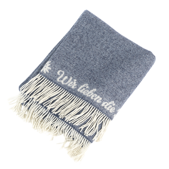 DAV Wir lieben die Berge Merino-DeckeMerinowolle - blau-weiß