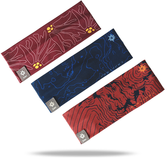 Sportstirnbänder der DAV Edition in Blau und Rot