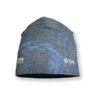 Vorderansicht Wende-Beanie Schärtenspitze Seite mit Motivdruck