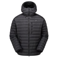 Produktfoto schwarze Daunenjacke mit Kapuze