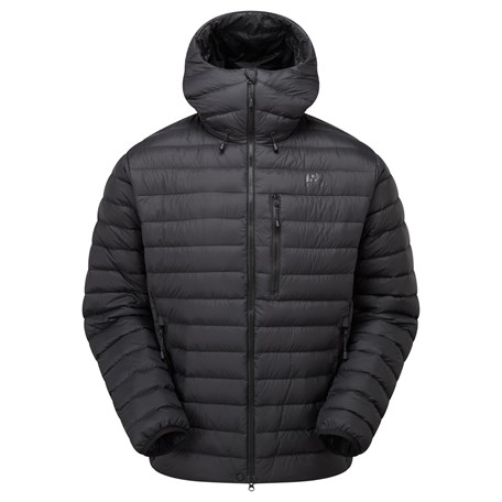 Produktfoto schwarze Daunenjacke mit Kapuze