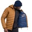 Produktfoto gelbbraune Daunenjacke mit Kapuze