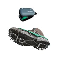 Ice Master Pro Grödel auf Schuh aufgezogen und mit Softbox zur Aufbewahrung 